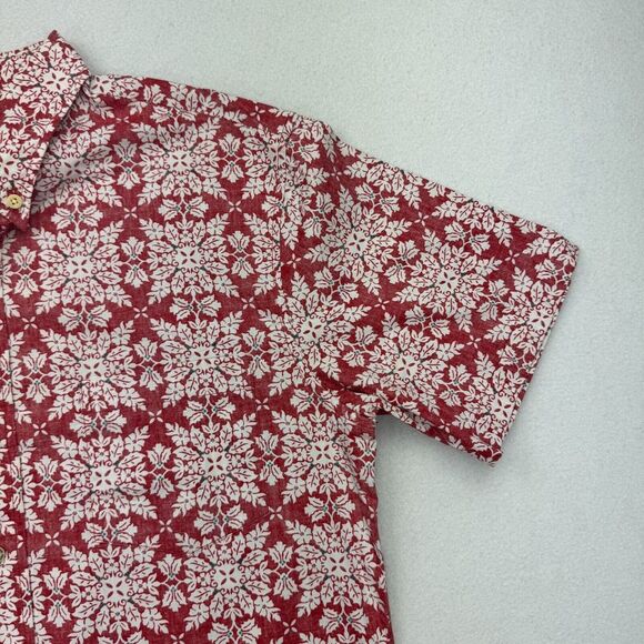 Reyn Spooner Hawaiian Shirt Mens M Red Button Down Short Sleeve Tailored Fit - Picture 3 of 7